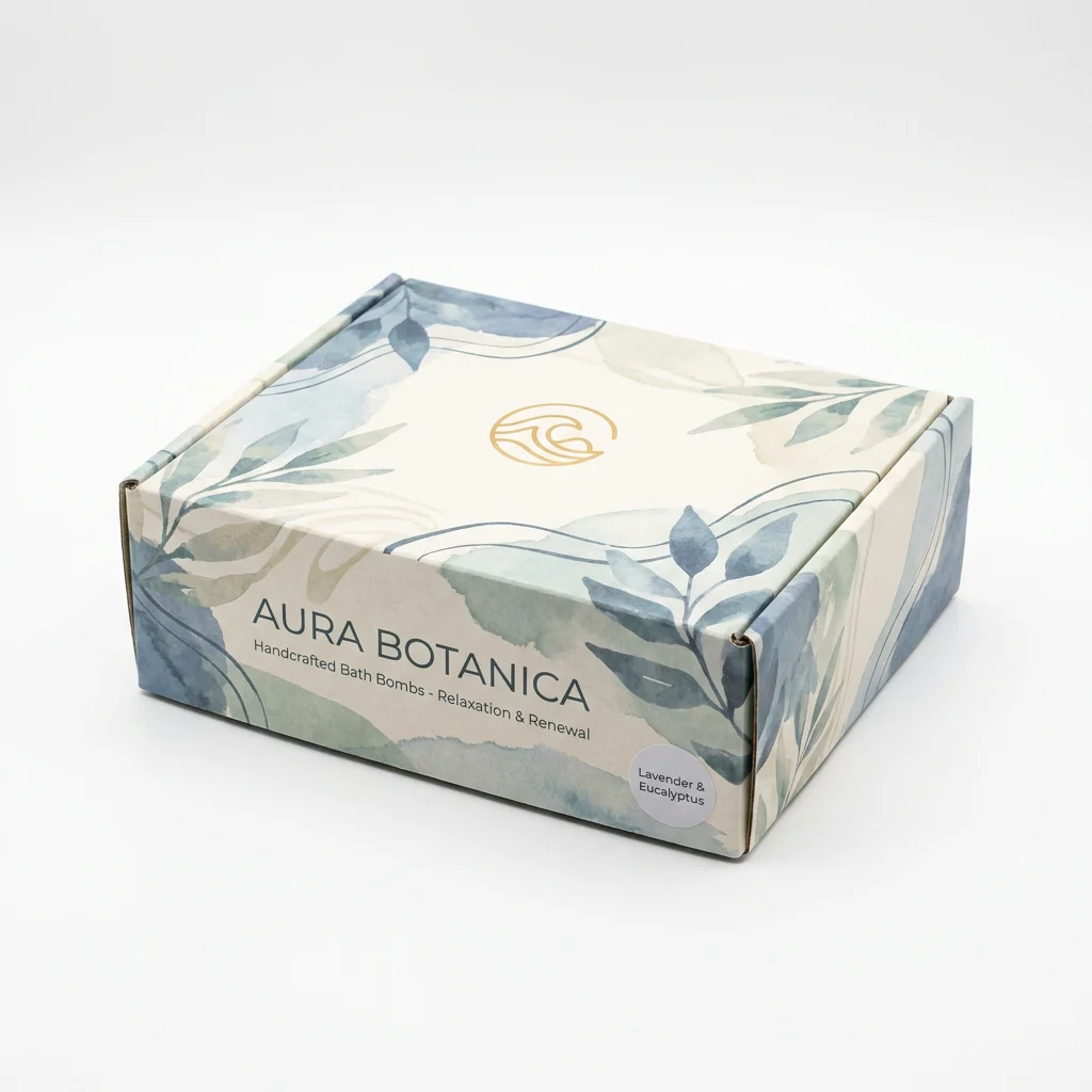 Bath bomb display box, front view