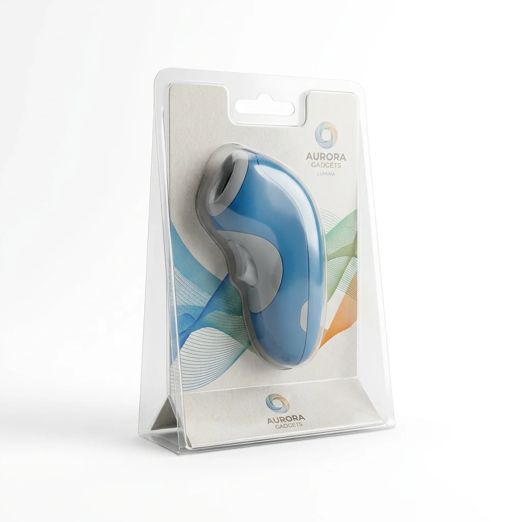 Custom blister packaging card, front view